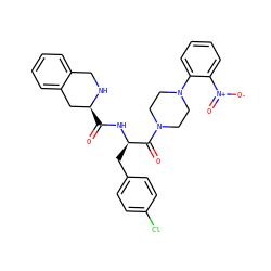 O=C(N[C@H](Cc1ccc(Cl)cc1)C(=O)N1CCN(c2ccccc2[N+](=O)[O-])CC1)[C@H]1Cc2ccccc2CN1 ZINC000027880421