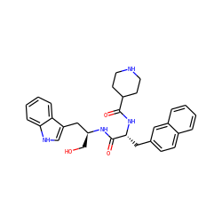 O=C(N[C@H](Cc1ccc2ccccc2c1)C(=O)N[C@@H](CO)Cc1c[nH]c2ccccc12)C1CCNCC1 ZINC000013780697