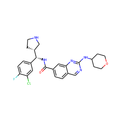 O=C(N[C@H](c1ccc(F)c(Cl)c1)[C@@H]1CCNC1)c1ccc2cnc(NC3CCOCC3)nc2c1 ZINC000207577162