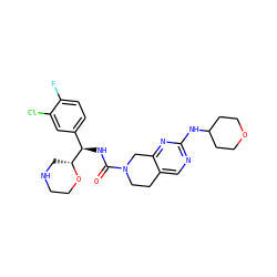 O=C(N[C@H](c1ccc(F)c(Cl)c1)[C@H]1CNCCO1)N1CCc2cnc(NC3CCOCC3)nc2C1 ZINC001772634062