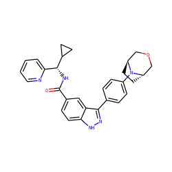 O=C(N[C@H](c1ccccn1)C1CC1)c1ccc2[nH]nc(-c3ccc(N4[C@H]5CC[C@H]4COC5)cc3)c2c1 ZINC000299863650