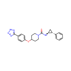 O=C(N[C@H]1C[C@@H]1c1ccccc1)N1CCC(Oc2ccc(-c3nn[nH]n3)cc2)CC1 ZINC000103269888