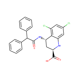 O=C(N[C@H]1C[C@H](C(=O)O)Nc2cc(Cl)cc(Cl)c21)C(c1ccccc1)c1ccccc1 ZINC000013455293