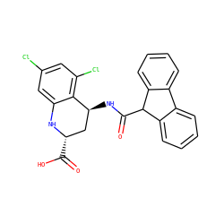 O=C(N[C@H]1C[C@H](C(=O)O)Nc2cc(Cl)cc(Cl)c21)C1c2ccccc2-c2ccccc21 ZINC000013455296