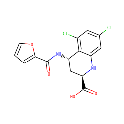 O=C(N[C@H]1C[C@H](C(=O)O)Nc2cc(Cl)cc(Cl)c21)c1ccco1 ZINC000013455259
