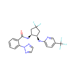 O=C(N[C@H]1CC(F)(F)C[C@H]1Nc1ccc(C(F)(F)F)cn1)c1ccccc1-n1nccn1 ZINC001772588778