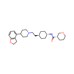 O=C(N[C@H]1CC[C@H](CCN2CCC(c3cccc4c3CCO4)CC2)CC1)[C@H]1CCCOC1 ZINC000261143315