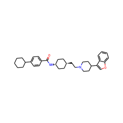O=C(N[C@H]1CC[C@H](CCN2CCC(c3coc4ccccc34)CC2)CC1)c1ccc(C2CCCCC2)cc1 ZINC000261187373
