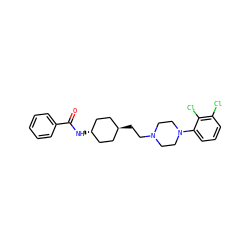 O=C(N[C@H]1CC[C@H](CCN2CCN(c3cccc(Cl)c3Cl)CC2)CC1)c1ccccc1 ZINC000261111387