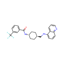 O=C(N[C@H]1CC[C@H](CNc2cccc3ncccc23)CC1)c1cccc(C(F)(F)F)c1 ZINC000261101171