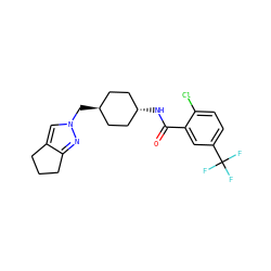 O=C(N[C@H]1CC[C@H](Cn2cc3c(n2)CCC3)CC1)c1cc(C(F)(F)F)ccc1Cl ZINC000261145825