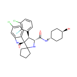 O=C(N[C@H]1CC[C@H](O)CC1)[C@@H]1NC2(CCCC2)[C@@]2(C(=O)Nc3cc(Cl)ccc32)[C@H]1c1cccc(Cl)c1F ZINC000299829561