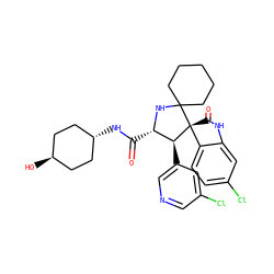 O=C(N[C@H]1CC[C@H](O)CC1)[C@@H]1NC2(CCCCC2)[C@@]2(C(=O)Nc3cc(Cl)ccc32)[C@H]1c1cncc(Cl)c1 ZINC000261182800