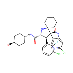 O=C(N[C@H]1CC[C@H](O)CC1)[C@@H]1NC2(CCCCC2)[C@@]2(C(=O)Nc3cc(Cl)ncc32)[C@H]1c1cccc(Cl)c1F ZINC001772608962