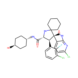 O=C(N[C@H]1CC[C@H](O)CC1)[C@@H]1NC2(CCCCC2)[C@@]2(C(=O)Nc3nc(Cl)ccc32)[C@H]1c1cccc(Cl)c1F ZINC001772580418