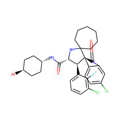 O=C(N[C@H]1CC[C@H](O)CC1)[C@@H]1NC2(CCCCCC2)[C@@]2(C(=O)Nc3cc(Cl)ccc32)[C@H]1c1cccc(Cl)c1F ZINC000299840287