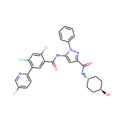 O=C(N[C@H]1CC[C@H](O)CC1)c1cc(NC(=O)c2cc(-c3ccc(F)cn3)c(Cl)cc2Cl)n(-c2ccccc2)n1 ZINC001772653304