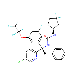 O=C(N[C@H]1CCC(F)(F)C1)N[C@@](Cc1ccccc1)(c1cc(F)cc(OC(F)(F)C(F)F)c1)c1ccc(Cl)cn1 ZINC000095574157