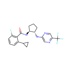 O=C(N[C@H]1CCC[C@@H]1Nc1cnc(C(F)(F)F)cn1)c1c(F)cccc1C1CC1 ZINC001772641294