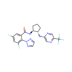O=C(N[C@H]1CCC[C@@H]1Nc1cnc(C(F)(F)F)cn1)c1cc(F)cc(F)c1-n1nccn1 ZINC001772596265