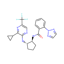 O=C(N[C@H]1CCC[C@@H]1Nc1ncc(C(F)(F)F)nc1C1CC1)c1ccccc1-n1nccn1 ZINC001772615321