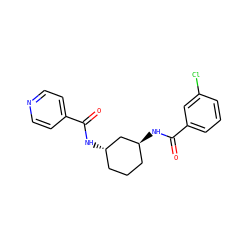 O=C(N[C@H]1CCC[C@H](NC(=O)c2cccc(Cl)c2)C1)c1ccncc1 ZINC000095590946