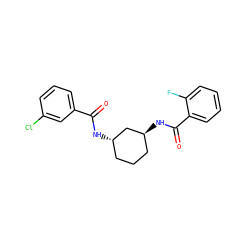 O=C(N[C@H]1CCC[C@H](NC(=O)c2ccccc2F)C1)c1cccc(Cl)c1 ZINC000095586798