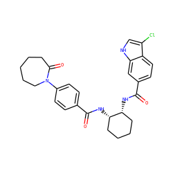 O=C(N[C@H]1CCCC[C@H]1NC(=O)c1ccc2c(Cl)c[nH]c2c1)c1ccc(N2CCCCCC2=O)cc1 ZINC000028822887