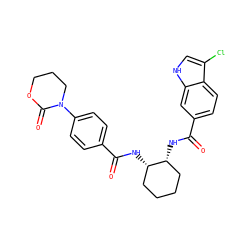 O=C(N[C@H]1CCCC[C@H]1NC(=O)c1ccc2c(Cl)c[nH]c2c1)c1ccc(N2CCCOC2=O)cc1 ZINC000028822884