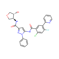 O=C(N[C@H]1COC[C@@H]1O)c1cc(NC(=O)c2cc(-c3ccccn3)c(F)cc2Cl)n(-c2ccccc2)n1 ZINC001772574650