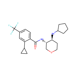 O=C(N[C@H]1COCC[C@@H]1NC1CCCC1)c1ccc(C(F)(F)F)cc1C1CC1 ZINC000118607573