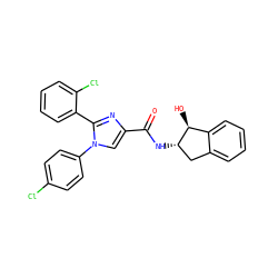 O=C(N[C@H]1Cc2ccccc2[C@@H]1O)c1cn(-c2ccc(Cl)cc2)c(-c2ccccc2Cl)n1 ZINC000028702514
