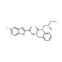 O=C(N[C@H]1Cc2ccccc2N(C[C@@H](O)CO)C1=O)c1cc2cc(Cl)ccc2[nH]1 ZINC000028818333