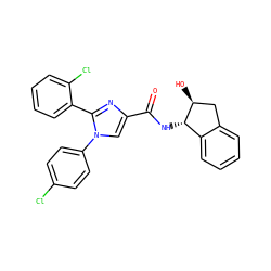 O=C(N[C@H]1c2ccccc2C[C@@H]1O)c1cn(-c2ccc(Cl)cc2)c(-c2ccccc2Cl)n1 ZINC000028702508