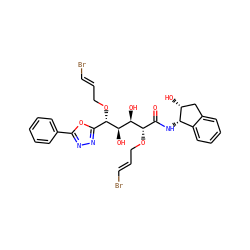 O=C(N[C@H]1c2ccccc2C[C@H]1O)[C@H](OC/C=C/Br)[C@H](O)[C@@H](O)[C@@H](OC/C=C/Br)c1nnc(-c2ccccc2)o1 ZINC000028528524