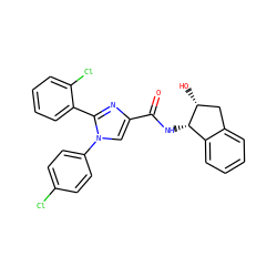 O=C(N[C@H]1c2ccccc2C[C@H]1O)c1cn(-c2ccc(Cl)cc2)c(-c2ccccc2Cl)n1 ZINC000028702510
