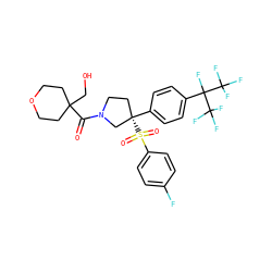 O=C(N1CC[C@](c2ccc(C(F)(C(F)(F)F)C(F)(F)F)cc2)(S(=O)(=O)c2ccc(F)cc2)C1)C1(CO)CCOCC1 ZINC001772604544