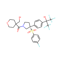O=C(N1CC[C@](c2ccc(C(O)(C(F)(F)F)C(F)(F)F)cc2)(S(=O)(=O)c2ccc(F)cc2)C1)C1(CO)CCOCC1 ZINC001772657084