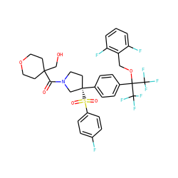 O=C(N1CC[C@](c2ccc(C(OCc3c(F)cccc3F)(C(F)(F)F)C(F)(F)F)cc2)(S(=O)(=O)c2ccc(F)cc2)C1)C1(CO)CCOCC1 ZINC001772607473