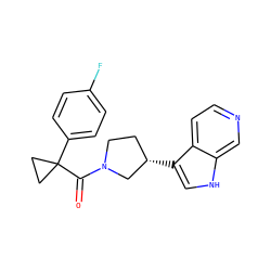 O=C(N1CC[C@H](c2c[nH]c3cnccc23)C1)C1(c2ccc(F)cc2)CC1 ZINC000084687135
