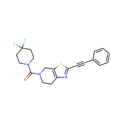 O=C(N1CCC(F)(F)CC1)N1CCc2nc(C#Cc3ccccc3)sc2C1 ZINC000096273032