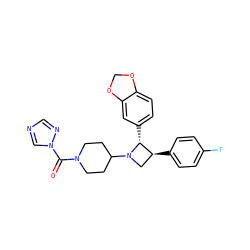 O=C(N1CCC(N2C[C@H](c3ccc(F)cc3)[C@H]2c2ccc3c(c2)OCO3)CC1)n1cncn1 ZINC000653736000