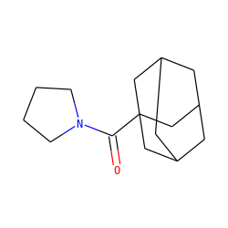 O=C(N1CCCC1)C12CC3CC(CC(C3)C1)C2 ZINC000004031845