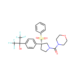 O=C(N1CCOCC1)N1CC[C@](c2ccc(C(O)(C(F)(F)F)C(F)(F)F)cc2)(S(=O)(=O)c2ccccc2)C1 ZINC001772604554