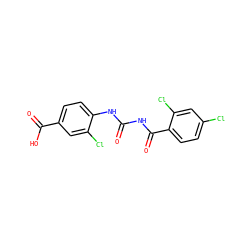 O=C(NC(=O)c1ccc(Cl)cc1Cl)Nc1ccc(C(=O)O)cc1Cl ZINC000003818690