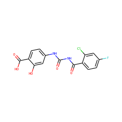 O=C(NC(=O)c1ccc(F)cc1Cl)Nc1ccc(C(=O)O)c(O)c1 ZINC000013673945