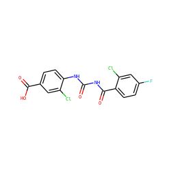 O=C(NC(=O)c1ccc(F)cc1Cl)Nc1ccc(C(=O)O)cc1Cl ZINC000003818698