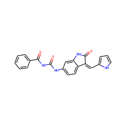 O=C(NC(=O)c1ccccc1)Nc1ccc2c(c1)NC(=O)/C2=C\c1ccc[nH]1 ZINC000205826783