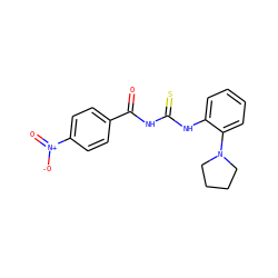 O=C(NC(=S)Nc1ccccc1N1CCCC1)c1ccc([N+](=O)[O-])cc1 ZINC000001128598