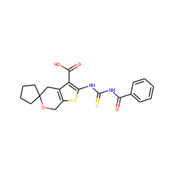 O=C(NC(=S)Nc1sc2c(c1C(=O)O)CC1(CCCC1)OC2)c1ccccc1 ZINC000199133027